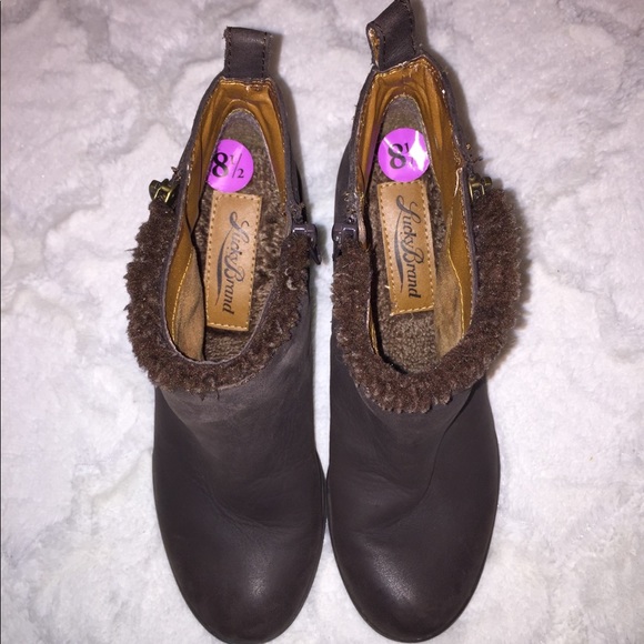 Lucky Brand Leather Faux Fur Ankle Bootie 8.5 - Picture 2 of 5